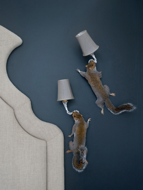 Wearing their burdens lightly: Alex Randall's Squirrel wall sconces