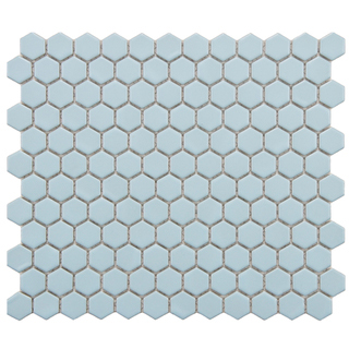 Duck egg blue hexagonal tiles, now hard to get hold of but available from Overstock/ Victorian Hex Blue SomerTile