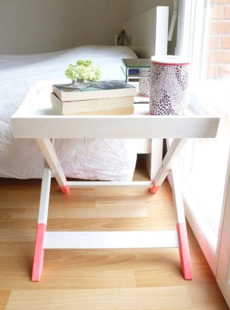 Coral boots for this pale but pretty side table/ featured on Design Sponge