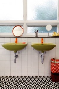 Bold coloured sinks and taps from Byggfabriken on Pinterest