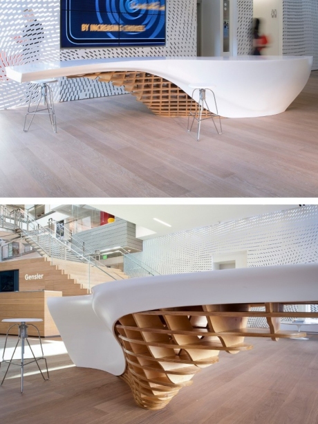 Curves? No problem. Slo Gen desk made of Hi-Macs from Archiproducts