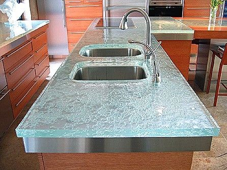 Recycled glass worktop found on Indulgy